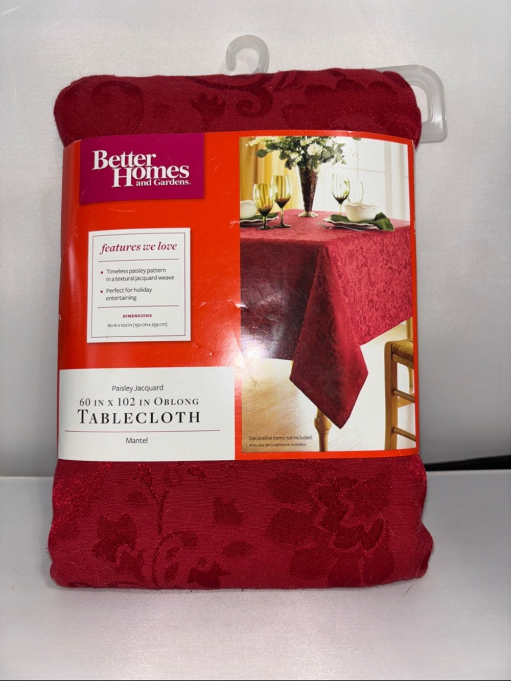 Better Homes And Gardens Red Jacquard Paisley Tablecloth Size 60”x102”